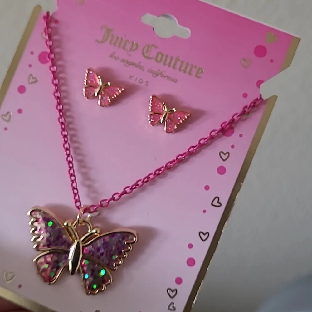 Juicy Couture Butterfly Necklace With Matching Earrings